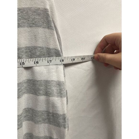 Express Womens 3/4 Sleeve Open Front Cardigan Sweater Size Medium Striped Gray - Picture 6 of 6